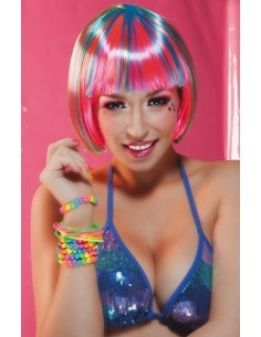 Mittellange, mehrfarbige Perücke - von hoher Qualität, ideal für Karneval, Themenpartys und besondere Veranstaltungen.